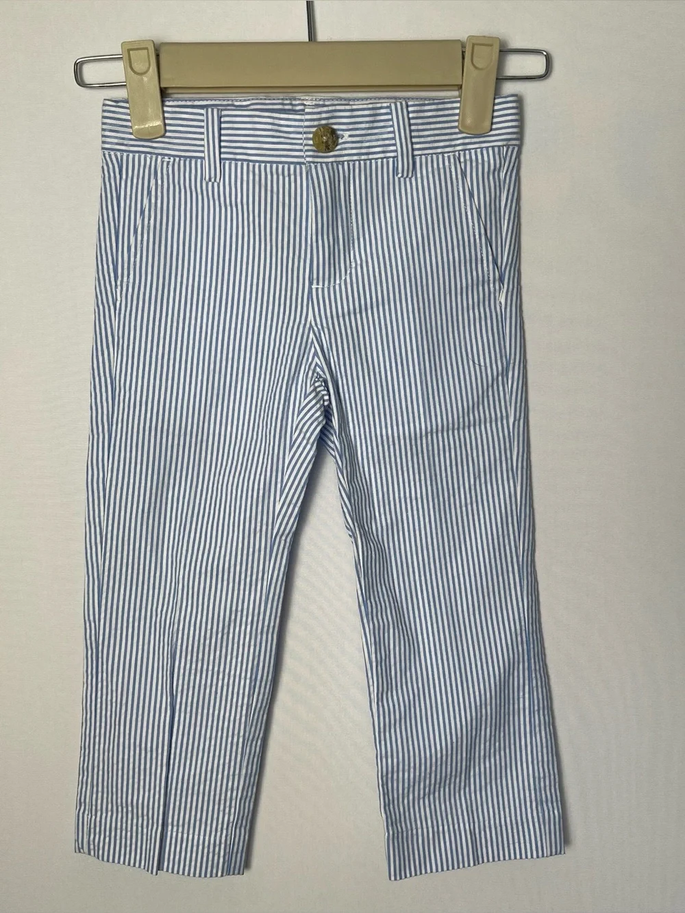 Janie & Jack Seer Sucker Pants Light Blue Stripe Cotton Boys Size 2T Preppy - Picture 1 of 9
